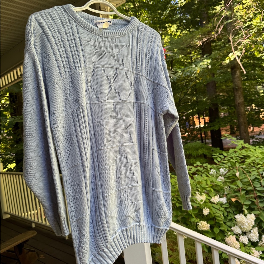 Vintage Light Blue Cable Knit Sweater